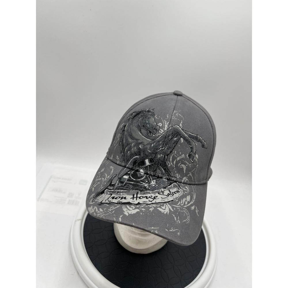Iron Horse Saloon Ormond Beach FL Y2K TexFlex Horse Motorcycle Biker Hat Gray